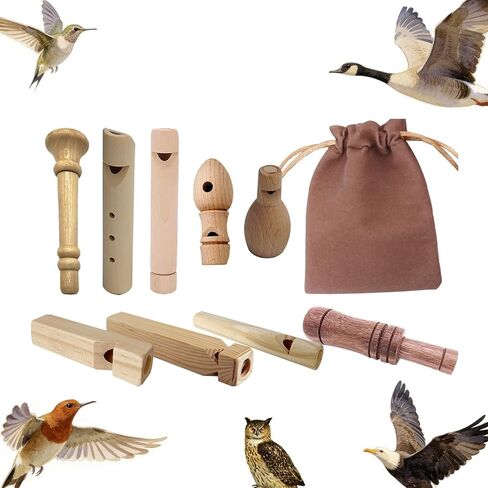 9PCS Natural Wooden Bird Call Set – Handmade Bird Call with Easy-Carry Storage Bag | Suitable for Bird Enthusiasts, Camping Trips, Outdoor Exploration & Educational Activities in Saudi Arabia
