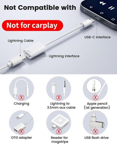 محول USB C إلى Lightning للصوت والشحن، محول من النوع C إلى iPhone لسماعات الأذن ونقل البيانات، محول Lightning إلى USBC متوافق مع iPhone 17/16/Pro/Max، iPad Pro/Air، MacBook، iMac in Saudi Arabia