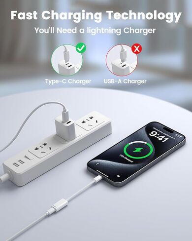محول USB C إلى Lightning للصوت والشحن، محول من النوع C إلى iPhone لسماعات الأذن ونقل البيانات، محول Lightning إلى USBC متوافق مع iPhone 17/16/Pro/Max، iPad Pro/Air، MacBook، iMac in Saudi Arabia