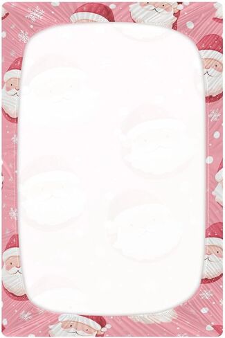Baby Crib Sheets Pink Santa Claus Crib Sheets for Boys Girls,Neutral Bassinet Toddler Bed Play Sheets Breathable Soft and Portable 52 * 28 * 9in in Saudi Arabia
