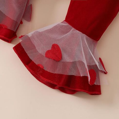 BHMAWSRT Baby Girl Clothes My First Valentines Heart LongSLeeve Romper Flare Pants Newborn Girl Outfits in Saudi Arabia