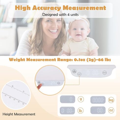 GLACER Baby Scale Pet Scale, 66lb Digital Weighing Scale W/Smart APP Control, Hold & Tare Function, Toddler Scale W/ 4 Units (lbs/g/kg/oz), Weighing Scale for Newborn, Animals, High Precision at 0.1oz in Saudi Arabia