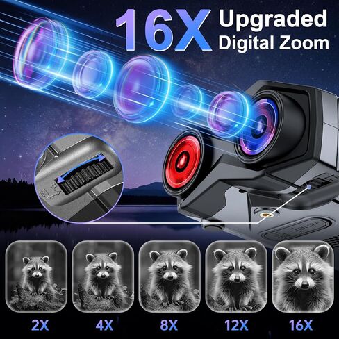 Night Vision Goggles, 4K Night Vision Binoculars for Adults with 5000mAh Battery, Upgraded 16X Zoom 9X Infrared Binoculars with 64GB Card for Photo & Video,Ideal for Camping Wildlife Observation in Saudi Arabia