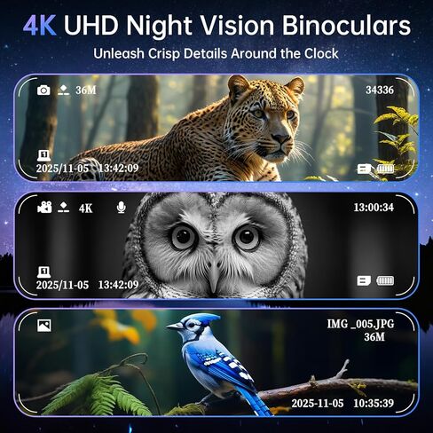 Night Vision Goggles, 4K Night Vision Binoculars for Adults with 5000mAh Battery, Upgraded 16X Zoom 9X Infrared Binoculars with 64GB Card for Photo & Video,Ideal for Camping Wildlife Observation in Saudi Arabia