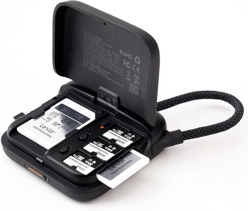 PGYTECH CreateMate Mini SD Card Reader Case, High-Speed 2-in-1 SD 4.0/Micro SD Card Reader with 6-Slot Storage Portable, Dual-Slot Transfer/USB 3.1/Type-C/OTG for Camera/Phone/Drone/Action Cam, Black in Saudi Arabia
