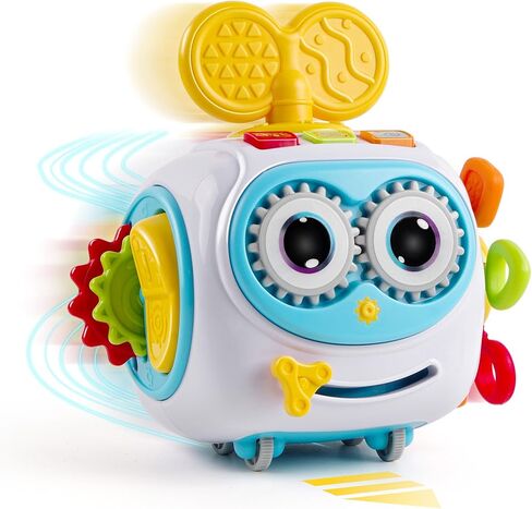 Musical Montessori Toys, Cube Sensory Toys for Toddlers 1-3 with Light-up, Baby Busy Educational Learning Activities Robot Toy for for 1 2 3 Year Old - Blue in Saudi Arabia