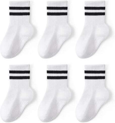 جوارب غير قابلة للانزلاق للأطفال الصغار مع نعال مضادة للانزلاق، جوارب كاحل قطنية للجنسين للأطفال الأولاد والبنات والأطفال 6 أزواج in Kuwait