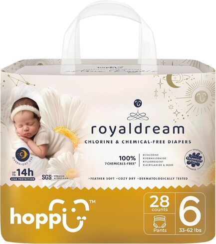 Hoppi Training Pants Pull Up Diapers | 360° Waistband Potty Underwear for Toddlers | Ultra Soft Hypoallergenic for Sensitive Skin | Size 6 (33+ lbs) Absorbent Overnight, 28 Count in Saudi Arabia