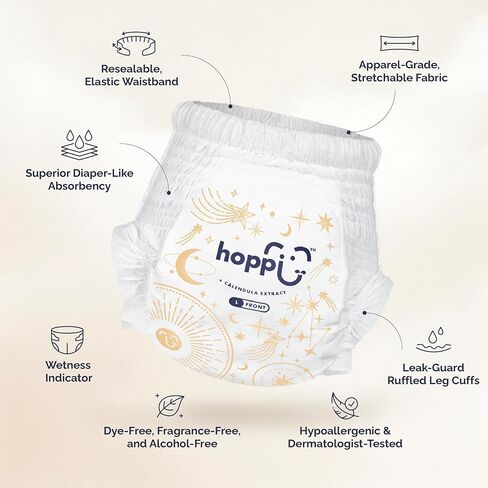 Hoppi Training Pants Pull Up Diapers | 360° Waistband Potty Underwear for Toddlers | Ultra Soft Hypoallergenic for Sensitive Skin | Size 6 (33+ lbs) Absorbent Overnight, 28 Count in Saudi Arabia
