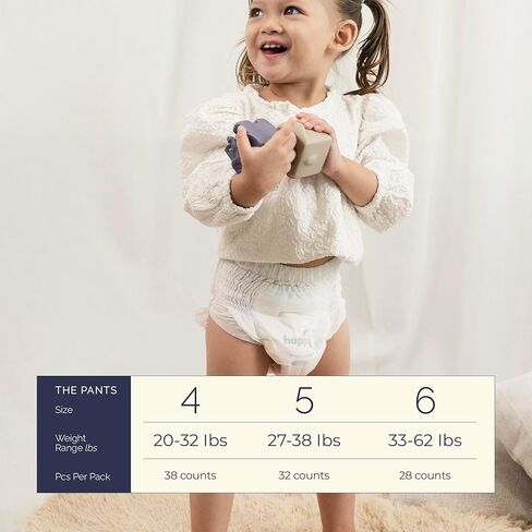 Hoppi Training Pants Pull Up Diapers | 360° Waistband Potty Underwear for Toddlers | Ultra Soft Hypoallergenic for Sensitive Skin | Size 6 (33+ lbs) Absorbent Overnight, 28 Count in Saudi Arabia