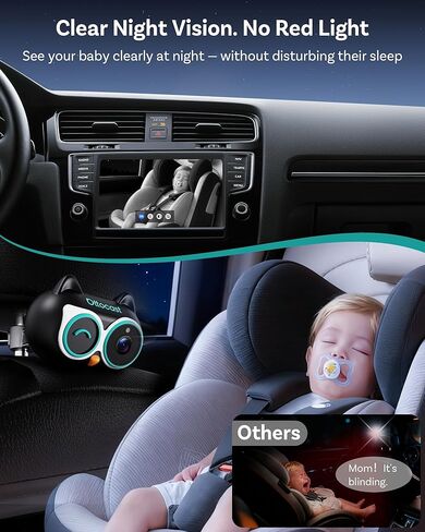 كاميرا سيارة للأطفال من OTTOCAST ومحول CarPlay لاسلكي، شاشة عرض المقعد الخلفي بدقة 1080 بكسل عالية الدقة على شاشة السيارة، زاوية واسعة 150 درجة رؤية ليلية غير متوهجة، آمنة للأطفال والرضع in Kuwait