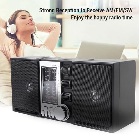 راديو Asixxsix المحمول AM FM SW، مكبر صوت ستيريو مع تشغيل بطاقة تخزين محرك USB، محركات 5 وات لصوت واضح تمامًا، عمر بطارية 18 ساعة للسفر المنزلي في الهواء الطلق (قابس الولايات المتحدة) in Kuwait