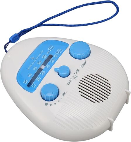 Dioche Shower Radio Portable AM FM Bathroom Radio Built in Speaker Battery Operated ABS Material for Bathroom Shower Use in Saudi Arabia
