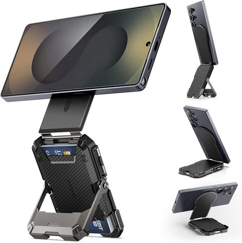 SUPCASE for MagSafe Wallet, Magnetic Wallet for Men, [5-Card Holder] [Adjustable Stand] [RFID Blocking] Phone Card Holder Tripod for Samsung Galaxy S25, Google Pixel 10 and iPhone 17/16/15/14, Carbon in Saudi Arabia