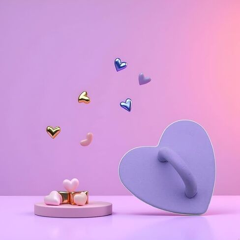 حامل هاتف أرجواني حامل حلية هاتف معدني على شكل قلب، جراب هاتف DIY حلية معدنية على شكل قلب وحلقة إصبع للهاتف الخلوي in Kuwait