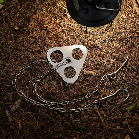 Camping Tripod Board Turn Branches into Campfire Tripod, Stainless Steel Campfire Support Plate with Adjustable Chain for Outdoor Cooking Hanging Grill Cookware, Grill Net&3 Points Chain Set in Saudi Arabia