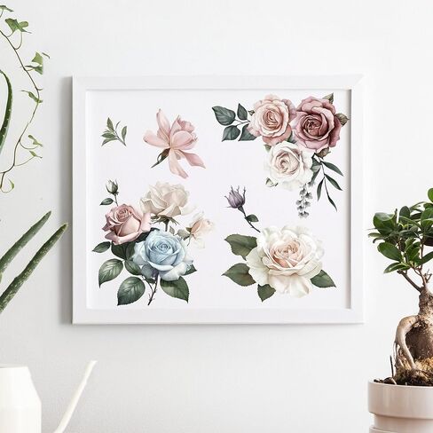 Joeyan Floral Rub On Transfers for Furniture and Crafts, 2 Large Watercolor Peony Design Sheets 12''x18'', DIY Home Decal on Wood Glass Metal Canvas Porcelain Paper Plastic, Romantic Rose Manor in Saudi Arabia
