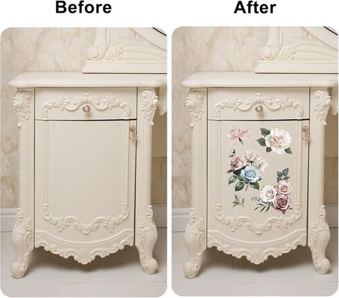 Joeyan Floral Rub On Transfers for Furniture and Crafts, 2 Large Watercolor Peony Design Sheets 12''x18'', DIY Home Decal on Wood Glass Metal Canvas Porcelain Paper Plastic, Romantic Rose Manor in Saudi Arabia