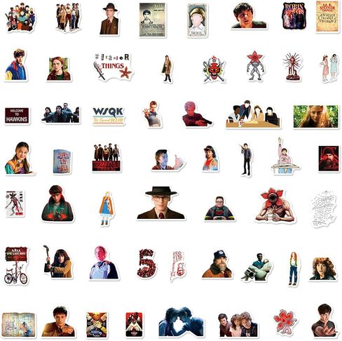 50pcs Movie Stranger Things 5 Stickers for Waterproof Decal for Water Bottle,Adult Teen Travel Case, Laptop, Guitar, Skateboard, Phone, Computer, Bike, Notebook, Helmet (GQWU50) in Saudi Arabia
