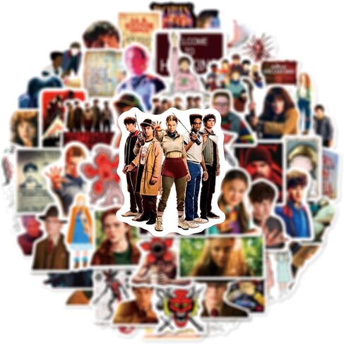 50pcs Movie Stranger Things 5 Stickers for Waterproof Decal for Water Bottle,Adult Teen Travel Case, Laptop, Guitar, Skateboard, Phone, Computer, Bike, Notebook, Helmet (GQWU50) in Saudi Arabia