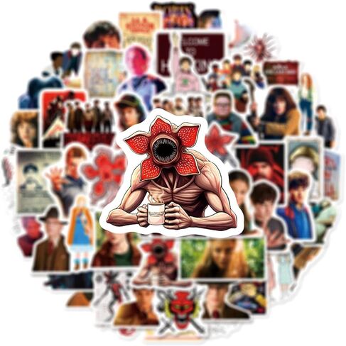 50pcs Movie Stranger Things 5 Stickers for Waterproof Decal for Water Bottle,Adult Teen Travel Case, Laptop, Guitar, Skateboard, Phone, Computer, Bike, Notebook, Helmet (GQWU50) in Saudi Arabia