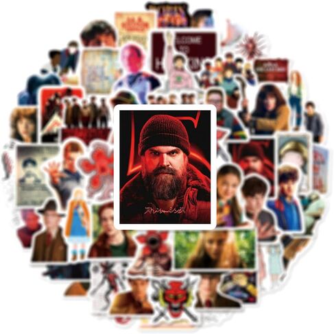50pcs Movie Stranger Things 5 Stickers for Waterproof Decal for Water Bottle,Adult Teen Travel Case, Laptop, Guitar, Skateboard, Phone, Computer, Bike, Notebook, Helmet (GQWU50) in Saudi Arabia