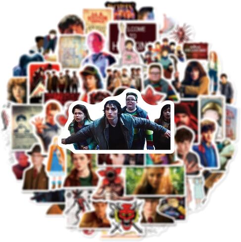 50pcs Movie Stranger Things 5 Stickers for Waterproof Decal for Water Bottle,Adult Teen Travel Case, Laptop, Guitar, Skateboard, Phone, Computer, Bike, Notebook, Helmet (GQWU50) in Saudi Arabia