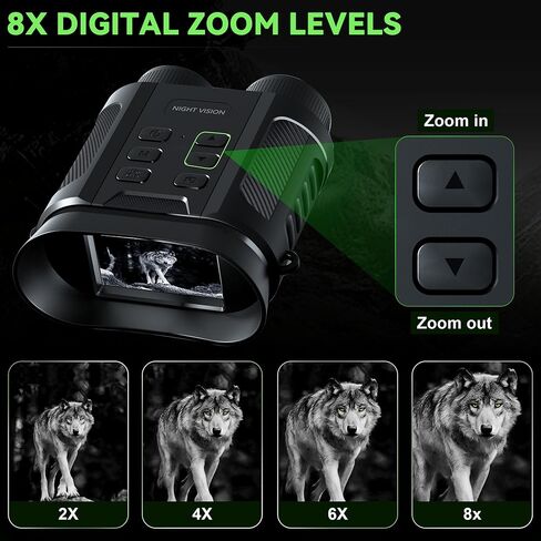 نظارات الرؤية الليلية - مناظير للرؤية الليلية 4K 5W مع تكبير رقمي 8X، رؤية واضحة في الظلام، حفظ الصور ومقاطع الفيديو باستخدام بطاقة TF سعة 32 جيجابايت in Kuwait