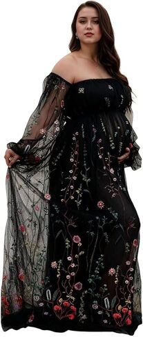 فستان للأمهات بأكمام طويلة مزين بالزهور للنساء 2026 من التول ملابس داخلية للزفاف، فستان استحمام للأطفال in Kuwait