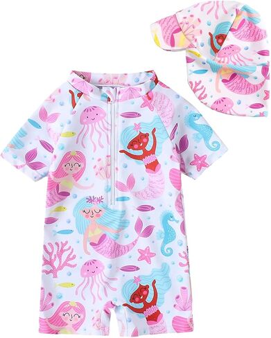 بدلة سباحة للأطفال من DivingBirds قطعة واحدة ملابس سباحة للأطفال الصغار من الأشعة فوق البنفسجية واقية من الشمس للأطفال البنات بدلة سباحة Rashgard، من 3 أشهر إلى 4 سنوات in Kuwait