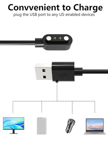 [عبوة من قطعتين] كابل شحن USB مغناطيسي لتتبع اللياقة البدنية من POIUZET، شاحن سلكي 2 دبوس للساعة الذكية. in Kuwait