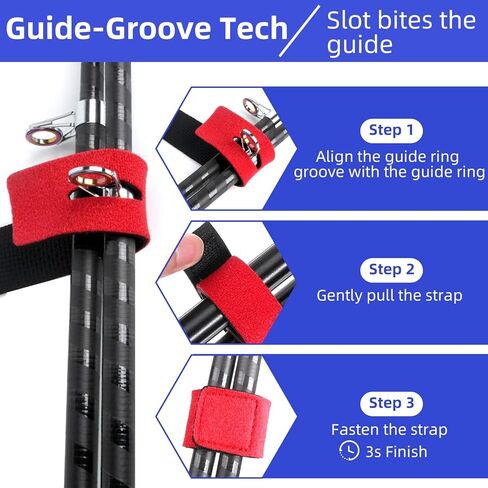 أشرطة صنارة الصيد 6 عبوات | أغلفة عمود مرنة ممتازة مع خطاف وحلقة، وربطات صنارة الصيد لقضبان الصب، وقضبان الغزل وقضبان الطيران | يؤمن قضبان الصيد ومضارب كرة الريشة والسهام in Kuwait
