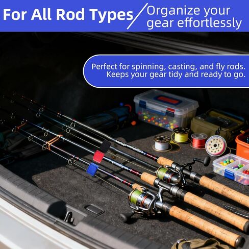 أشرطة صنارة الصيد 6 عبوات | أغلفة عمود مرنة ممتازة مع خطاف وحلقة، وربطات صنارة الصيد لقضبان الصب، وقضبان الغزل وقضبان الطيران | يؤمن قضبان الصيد ومضارب كرة الريشة والسهام in Kuwait