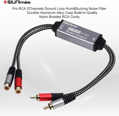 صندوق عزل الضوضاء بحلقة أرضية سلبية من Pro U101 Mini RCA مدمج بأسلاك النايلون المضفرة مرشح ضوضاء الصوت للمنزل/السيارة/أنظمة تشغيل الصوت الرسمية مشاكل الطنين/الأز in Kuwait