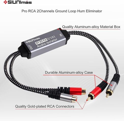 صندوق عزل الضوضاء بحلقة أرضية سلبية من Pro U101 Mini RCA مدمج بأسلاك النايلون المضفرة مرشح ضوضاء الصوت للمنزل/السيارة/أنظمة تشغيل الصوت الرسمية مشاكل الطنين/الأز in Kuwait