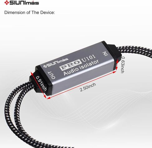 صندوق عزل الضوضاء بحلقة أرضية سلبية من Pro U101 Mini RCA مدمج بأسلاك النايلون المضفرة مرشح ضوضاء الصوت للمنزل/السيارة/أنظمة تشغيل الصوت الرسمية مشاكل الطنين/الأز in Kuwait