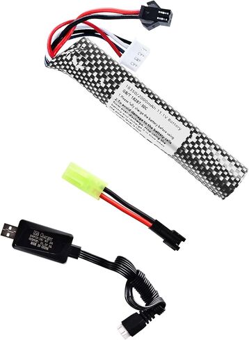 RunCam 11.1v 2000mAh Battery with Charger - Rechargeable Batteries Accessories with SM2P Plug Mini Tamiya Connector for Airsoft Compatible with Gel Ball Blaster Gun,1 pcs in Saudi Arabia