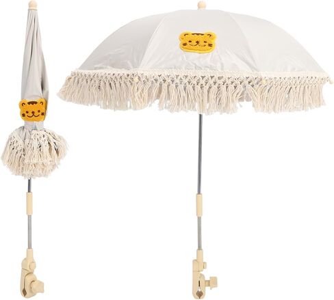 Baby Stroller Parasol, Cartoon Animal Style 63x50cm Adjustable Angle Clamp On Universal Baby Stroller Sun Protection Parasol with Umbrella Clip Fixing Device for Trolley Wheelchair (Tiger) in Saudi Arabia
