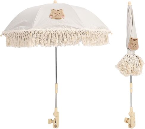 Baby Stroller Parasol, Cartoon Animal Style 63x50cm Adjustable Angle Clamp On Universal Baby Stroller Sun Protection Parasol with Umbrella Clip Fixing Device for Trolley Wheelchair (Tiger) in Saudi Arabia