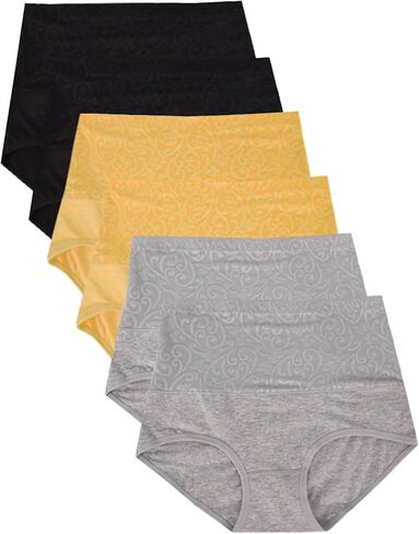 DingLu Women's Underwear High Waisted Postpartum Full Coverage Cotton Panties 6 Pack in Saudi Arabia