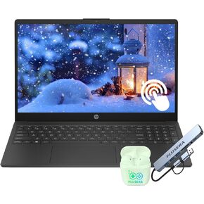 كمبيوتر محمول HP بشاشة لمس 15.6 بوصة FHD، معالج AMD Ryzen 7 ثماني النواة، ذاكرة وصول عشوائي 32 جيجابايت، سعة تخزين 2 تيرابايت (1 تيرابايت SSD+1 تيرابايت OneDrive)، Windows 11، Copilot AI-Ready، WiFi-6، سماعات PLUSERA ومحور 8 في 1 متضمن، أسود in Kuwait