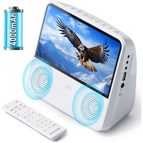 مشغل DVD محمول 9.8 بوصة، مشغل DVD محمول مع بطارية قابلة لإعادة الشحن 4000 مللي أمبير، متوافق مع CD/DVD/Bluetooth/USB/MP3، مشغل CD/DVD مزدوج مكبر الصوت، تشغيل الذاكرة/جهاز التحكم عن بعد (أسود) in Kuwait