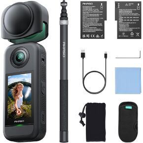 AKASO 360 Weatherproof 360 Action Camera - 5.7K 360 Video with 1/2" 48MP Sensors, 72MP 360 Photo, 360-SuperSmooth, Invisible Selfie Stick, 360° Horizon Lock, AI Tracking with 256GB MicroSD Card in Kuwait