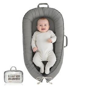 Baby Lounger - Infant Lounger for Newborn 0-24 Months, Pure Cotton Breathable Baby Nest Lounger, Newborn Essentials for Baby Boys & Girls, Portable Baby Lounger for Home and Travel in Saudi Arabia