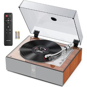 1 BY ONE Fully Automatic Record Player with Built-in Speakers, One-Touch Auto Play, Repeat & Memory Function, Remote Control, Belt-Drive Turntable with DSP, Phono Preamp, AT-3600L Cartridge, 33/45 RPM in Kuwait