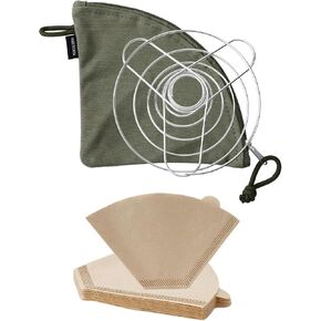 مجموعة منقطات القهوة القابلة للطي، منقط القهوة القابل لإعادة الاستخدام، من السيليكون الصالح للطعام، قابل للطي أثناء السفر مع مرشحات ورقية U02 للتخييم والنزهات والسفر (أزرق + أحمر) in Kuwait