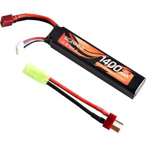 RunCam 11.1V LiPo Battery Airsoft Connector Rechargeable 1400mAh 30C Stick Battery with T Plug to Mini Tamiya Cable for Airsoft Guns Airsoft Rifle in Saudi Arabia