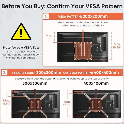 PUTORSEN Flip Down TV Mount, Manual Folding Ceiling TV Mount for Most 23'' to 55'' TVs, Height Adjustable Drop Down TV Mount for Flat & Pitched Roof, Swivel, Max Load 44lbs, Max VESA 400x400, Black in Saudi Arabia