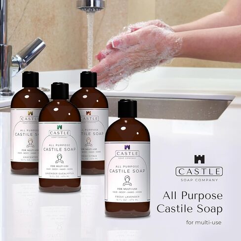 Castile Soap Liquid Unscented 16 Oz - All Purpose Liquid Castile Soap Unscented Gentle Cleanser For Hair Body Wash Hand Wash Home Nourishing Formula Gentle on Skin For All Ages Daily Care in Saudi Arabia
