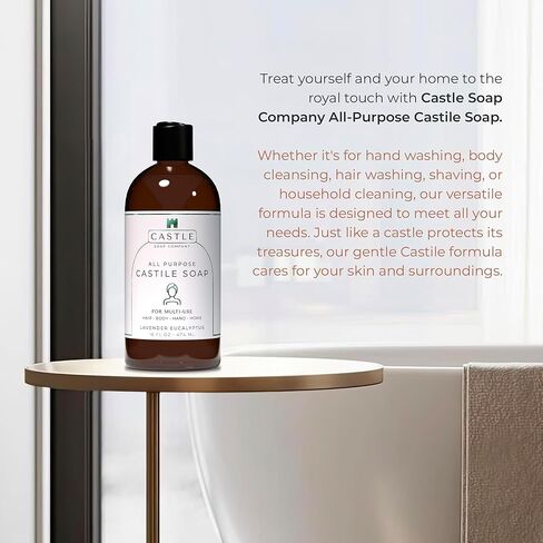 Castile Soap Liquid Unscented 16 Oz - All Purpose Liquid Castile Soap Unscented Gentle Cleanser For Hair Body Wash Hand Wash Home Nourishing Formula Gentle on Skin For All Ages Daily Care in Saudi Arabia